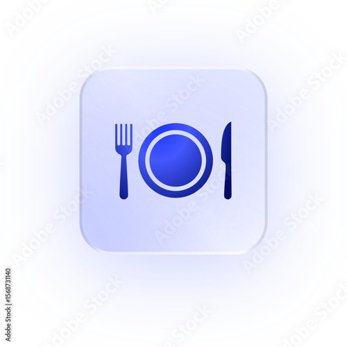 Glassmorphism Icon Plate And Cutlery Icon Dining Icon Soft Shadow Glassmorphic Food Icon Table Setting Icon Restaurant Icon Meal Icon Fork And Knife Icon Dinner Plate Icon Eating Icon
