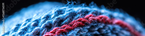 Wallpaper Mural Close-up of Knit Fabric with Blue, Gray, and Red Yarns Torontodigital.ca