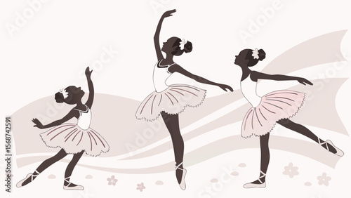 Ballet Girl Silhouette Clip Art — Graceful Dance Poses, Tutu Dresses, Pointe Shoes & Pirouettes for Wall Art and Craft