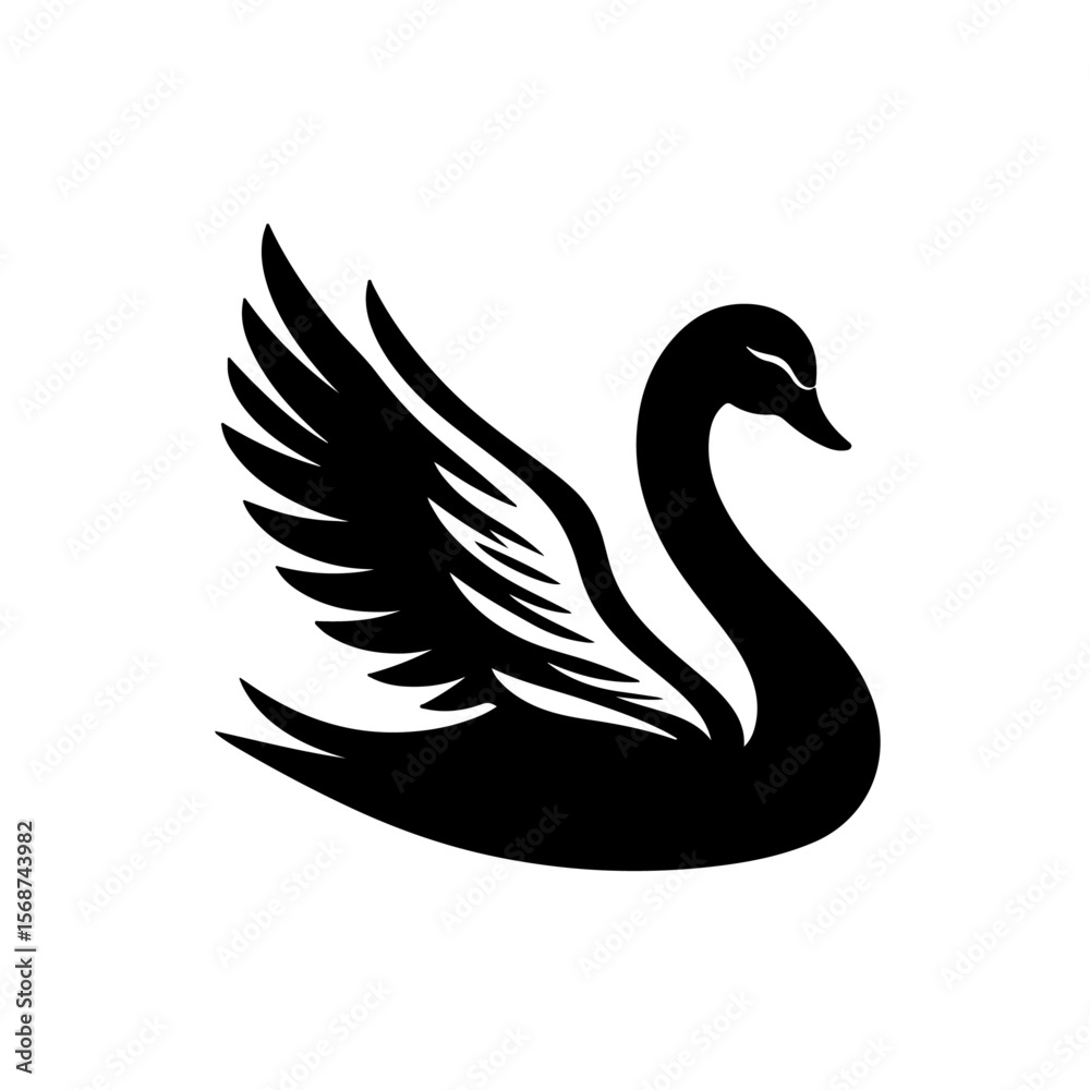 Obraz premium swan silhouette , swan vector
