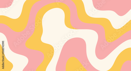 Retro background with pink, yellow, and cream wavy stripes creates fun vibes
