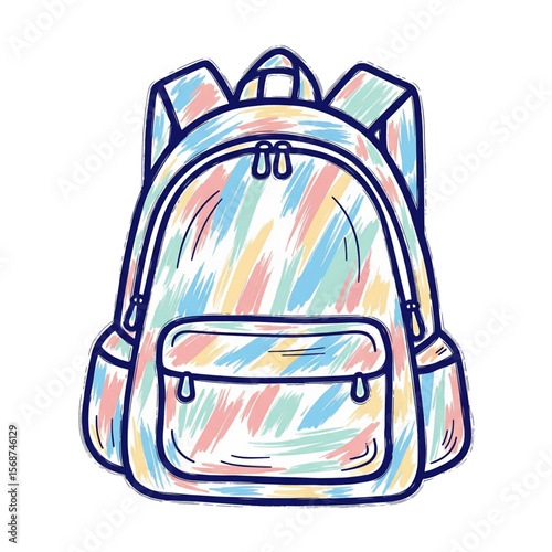 Colorful backpack with pastel stripes in playful design  