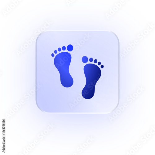 Glassmorphism Icon Footprint Icon Foot Icon Soft Shadow Glassmorphic Track Icon Print Icon Shoe Print Icon Step Icon Walk Icon Trail Icon Human Footprint