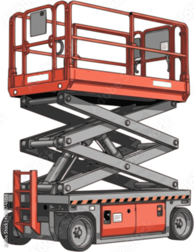 Set of Scissors lift platform, isolated on white background. vector