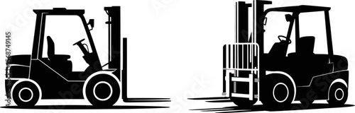Forklift truck vector illustration, industrial equipment, warehouse vehicle, material handling icon