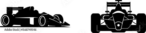 Formula one racing car vector illustration for motorsport event and automotive design projects use black color