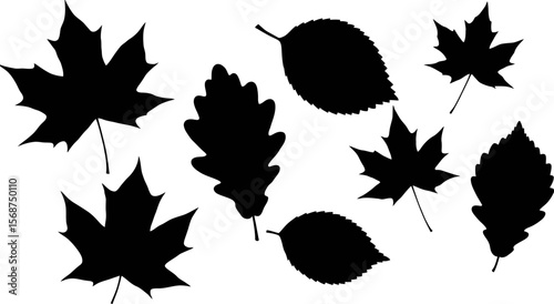 Black leaves silhouettes vector illustration for autumn design and nature related projects use 94