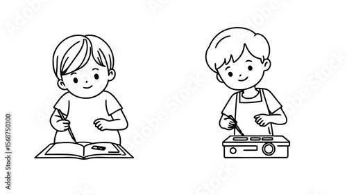 drawing, painting, reading, cooking