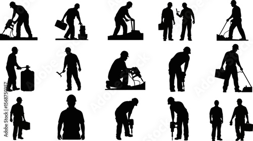 Construction workers silhouette vector illustration for construction and industrial projects use, eps available