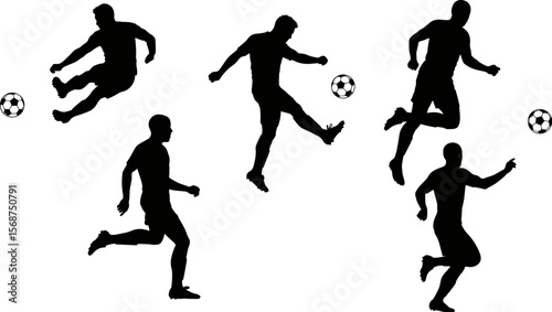 Soccer players silhouettes vector illustration for sports design and football team graphics use