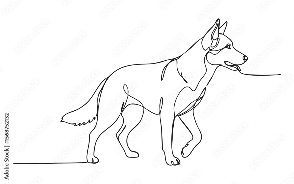 Obraz premium dog one continuous line drawing vector illustration