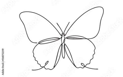 Butterfly one continuous line drawing vector illustration

