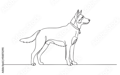 dog one continuous line drawing vector illustration

