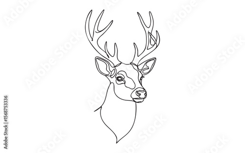 Deer Head Antlers one continuous line drawing vector illustration

