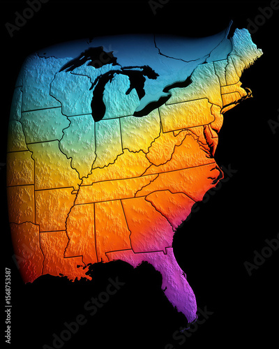 Climate whiplash temperature impact. Extreme environment. Weather disaster. Climate change map illustrating shifting colors