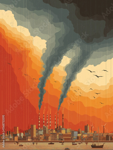 Climate whiplash temperature impact. Extreme environment. Weather disaster. CO2 levels and weather events correlation image