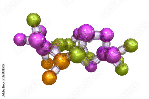 Leptin. Leptin hormone molecule structure in a colorful scientific illustration.