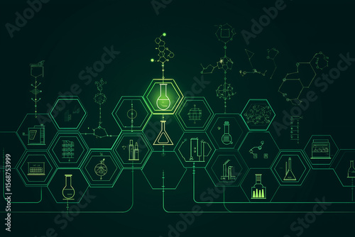 Green Methanol renewable sustainability. Molecular diagram illustrating green methanol synthesis pathway.