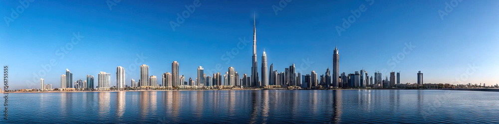 Obraz premium Dubai Skyline Panoramic View with Burj Khalifa