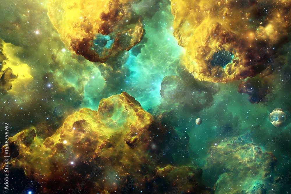 Fototapeta premium Colorful cosmic nebulae with glowing stars.
