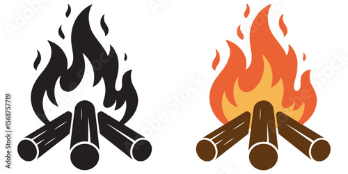 Campfire Duo A Burning Emblem of Warmth, Adventure, and Stories Told Underneath the Open Sky on Peaceful Outdoor Excursions