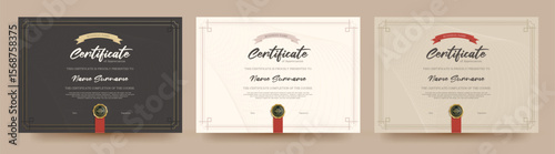 Elegant classic certificate template set featuring ornate frame corners and soft abstract line background suitable for appreciation award or professional recognition