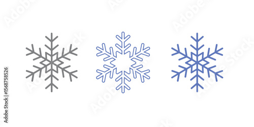 "A set vector icon of a snowflake, symbolizing winter, snow, or cold weather."
