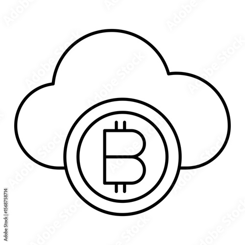 cloud mining outline icon