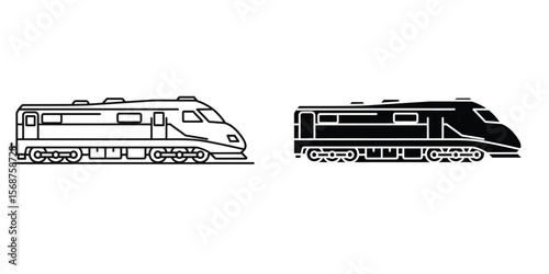 vector icon of a train or locomotive, representing rail transport, railway, or public transportation."