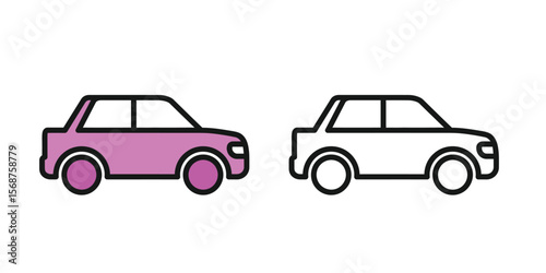  vector icon of a simple car, representing transportation, travel, or vehicle.