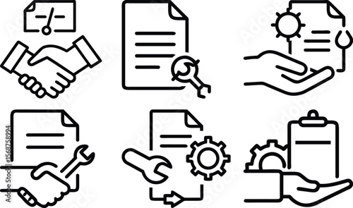 Vector illustration icon of a hand holding a service agreement