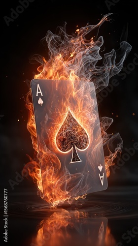 Burning playing card