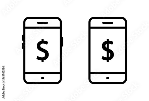 Mobile phone payment icon with dollar sign. Smartphone banking and finance symbol