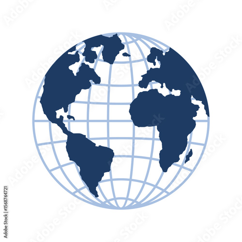 flat globe vector illustration image with world map