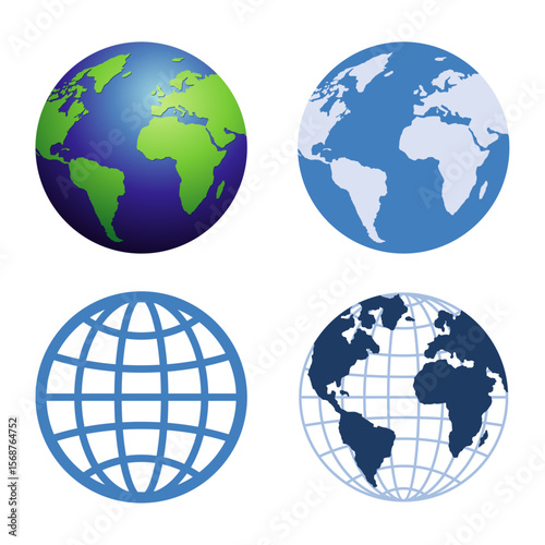 flat globe vector illustration image with world map