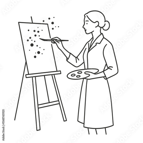 Female Artist Painting: Creative Expression on Easel
