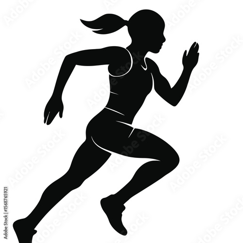 Female Runner in Motion: Sports and Fitness Graphic