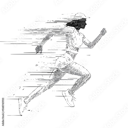 Dynamic Woman Sprinter: Speed & Motion Illustration