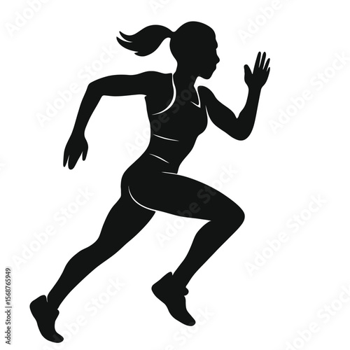 Female Runner in Motion: Sports and Fitness Graphic