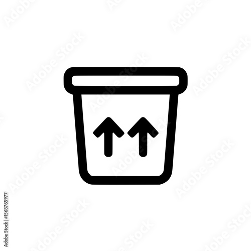 Icon of a trash bin with upward arrows symbolizing export, upload, or disposal action
