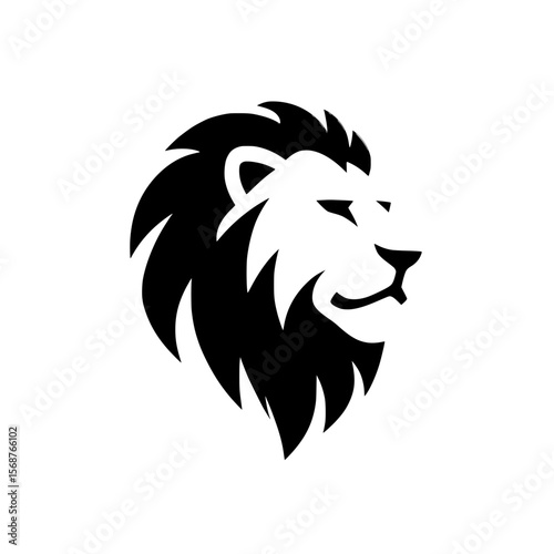 Side profile lion head icon representing strength, confidence, and bravery in a bold silhouette style