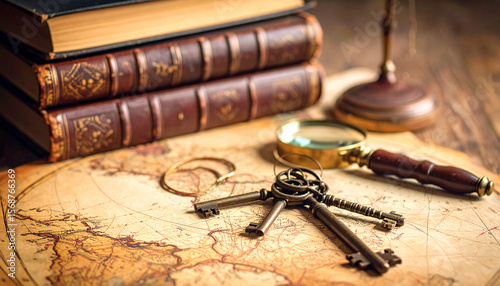 History Textbook Treasure Hunt. Back to School concept. Generated image