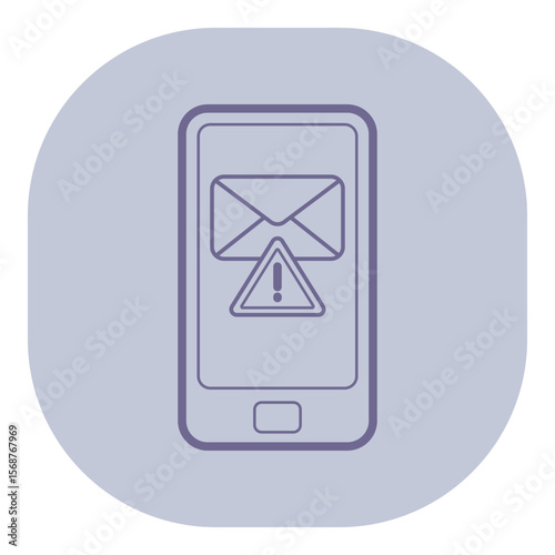 Mobile device with alert notification, envelope and warning symbol on screen. Concept of communication and potential issues that may require attention
