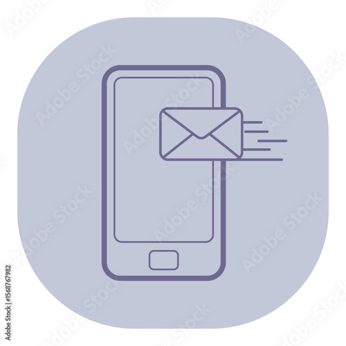 Simple line icon of mobile device with envelope symbolizing message being sent. Tech applications or notifications concept