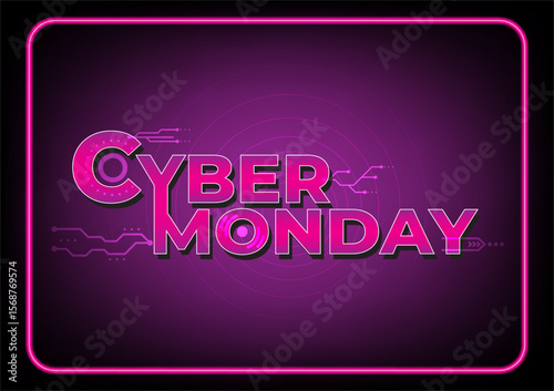 Cyber Monday Sale Neon Banner