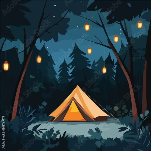 camping in the night
