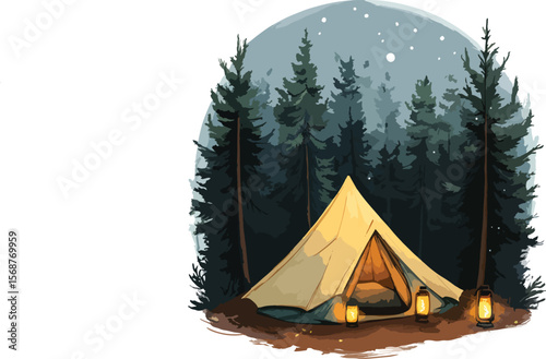 camping in the forest