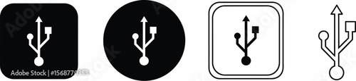 Four usb icons in different styles on a white background illustration