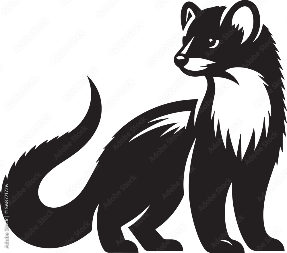 Naklejka premium marten vector illustration, marten silhouette vector white background