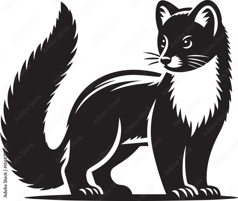 Obraz premium marten vector illustration, marten silhouette vector white background